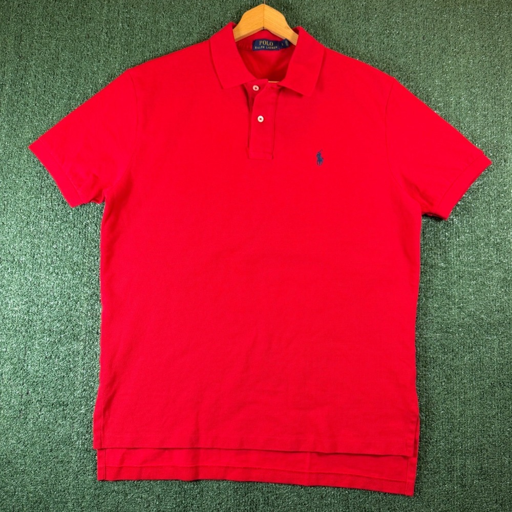 Polo Ralph Lauren Polo Shirt Mens L Red Excellent Short Sleeve Cotton Pique